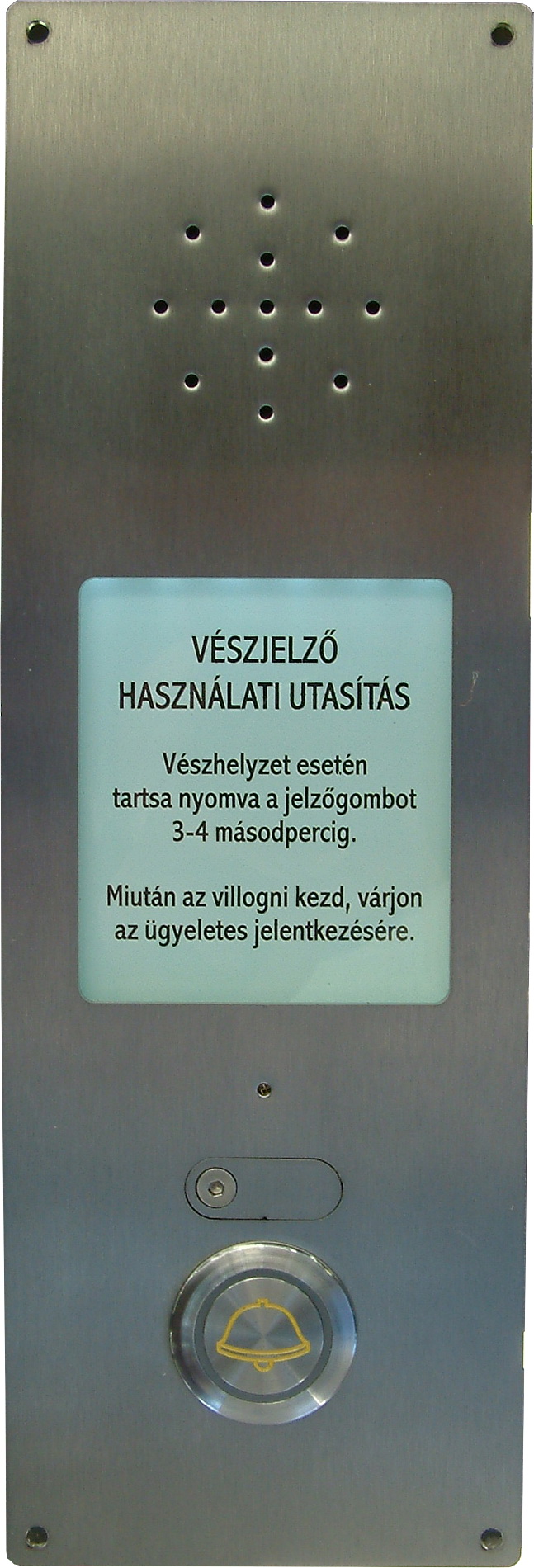 Liftcom vészhívó besüllyesztett tablóba épített változat / fémtablós változat